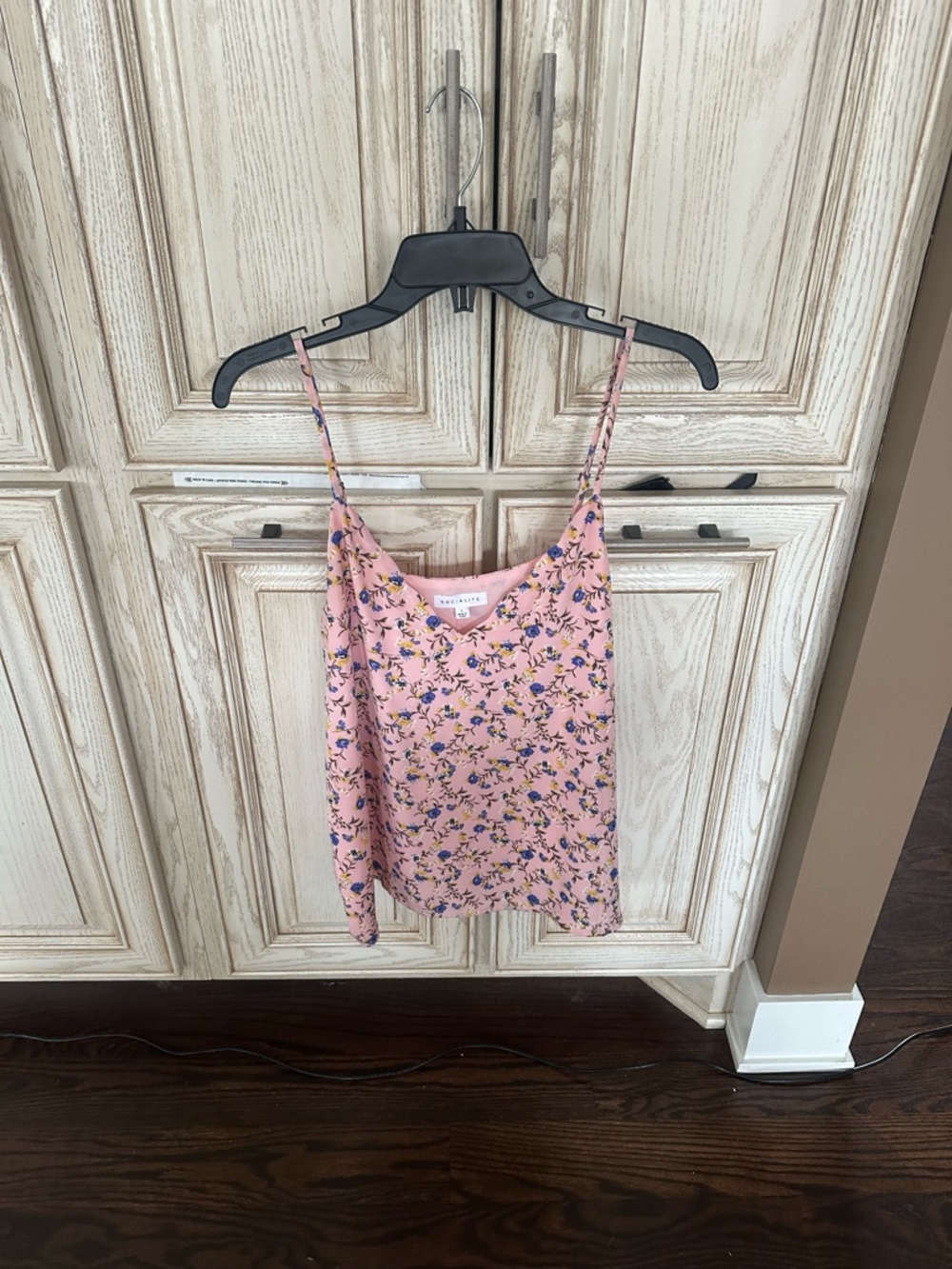 Socialite  Pink Floral Spaghetti-Strap tank top